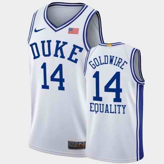 Men Duke Blue Devils Jordan Goldwire Equality College Basketball White Blm Social Justice Jersey